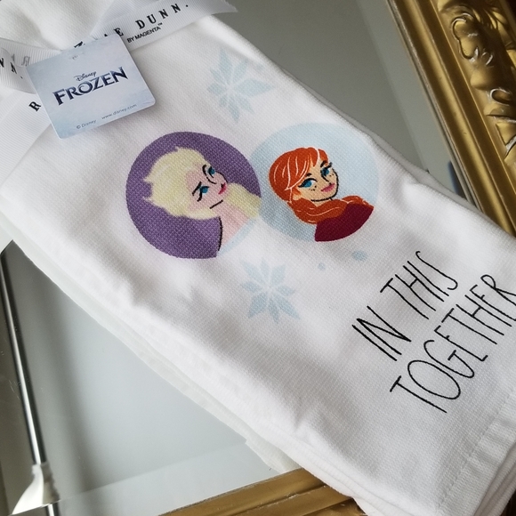 ❗Rae Dunn Frozen Elsa and Anna "In This Together" Kitchen Towel Set❗ - Picture 2 of 4